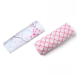 Malabar Baby Organic Swaddle Blanket Set, Luxurious Cotton Muslin Blankets for Girls Boys, Baby Receiving Swaddles for Newborns Infants, 2 Pack (Sakura)