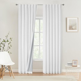 Vision Home Rod Pocket Back Tab White Total Blackout Bedroom Curtains 95 inch for Living Room Nursery Window Panels Thermal Insulated Energy Efficient Soundproof Pure White Drapes 2 Panels 50" Wx95 L