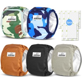 Belly Bands Male Dogs 5 Pack Washable Dog Nappies Reusable Male Dog Pee Wraps with 5pcs Dog Nappy Liners for Doggie in Incontinence or Excitable Urination and Training S