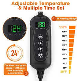 GASUR Heated Cat Bed, Waterproof Cat Heating Pad Indoor w/Timer, Temp Adjustable Pet Heating Pads for Cats Dogs, Auto Power-Off, Cats Warming Bed w/Remove Washable Cover, Anti-Chew, 18''x16'', Small