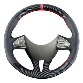 Kivnto DIY Carbon Fiber Steering Wheel Covers for Infiniti Q50 2014 2015 2016 2017 Sport 15 inches Stitching Leather Interior Accessories