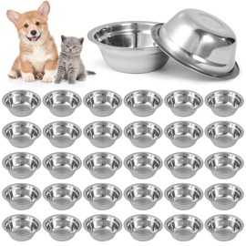 30PCS Stainless Steel Dog Bowls, Bulk Metal Pet Feeding Bowls, Dog Food and Water Container, 5.3 x 1.8 in Pet Dry & Wet Food Bowl for Small Dogs and Cats, Dishwasher Safe