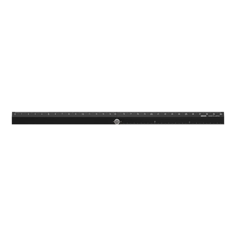 Midori 42286006 Aluminum Multi Ruler, 11.8 inches (30 cm), Black