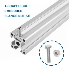 LT Easiyl 25Set M5 T Slot Drop-in Bolt with M5 Hexagon Flange Nut Kits Carbon Steel Nickel Plated Hammer Head T-Bolt T Shape Stud Sliding Screw for T Slot 6mm 20 Series Aluminum Profile