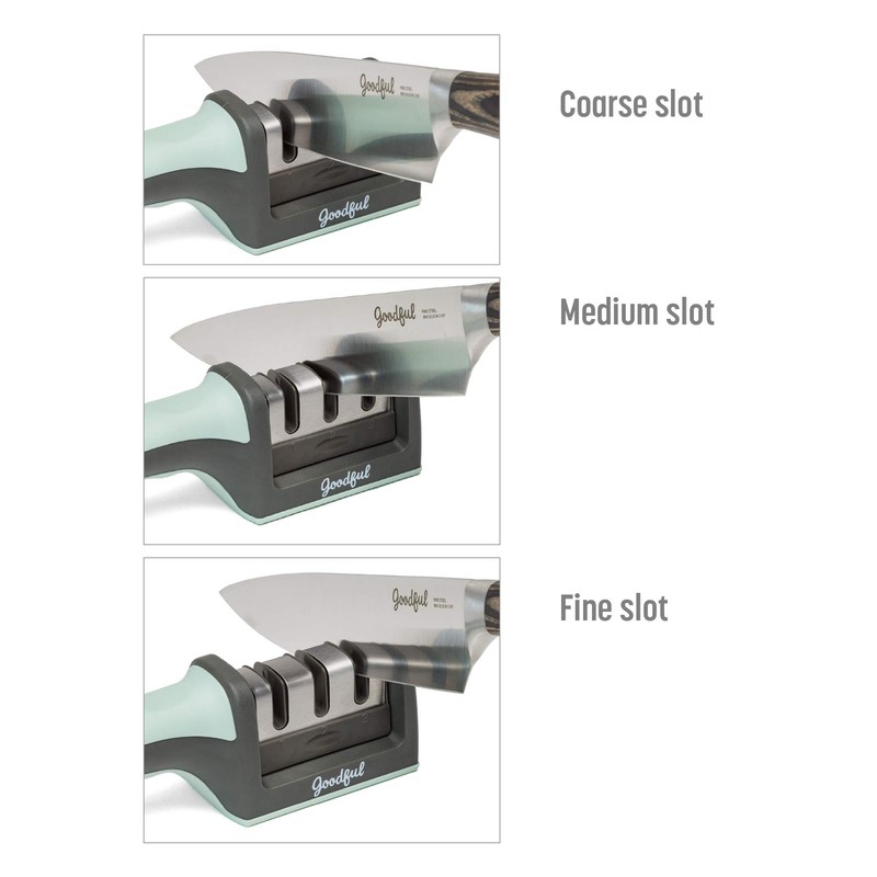 Goodful 3-Stage Knife Sharpener, Helps Repair, Restore and Polish Non-Serrated