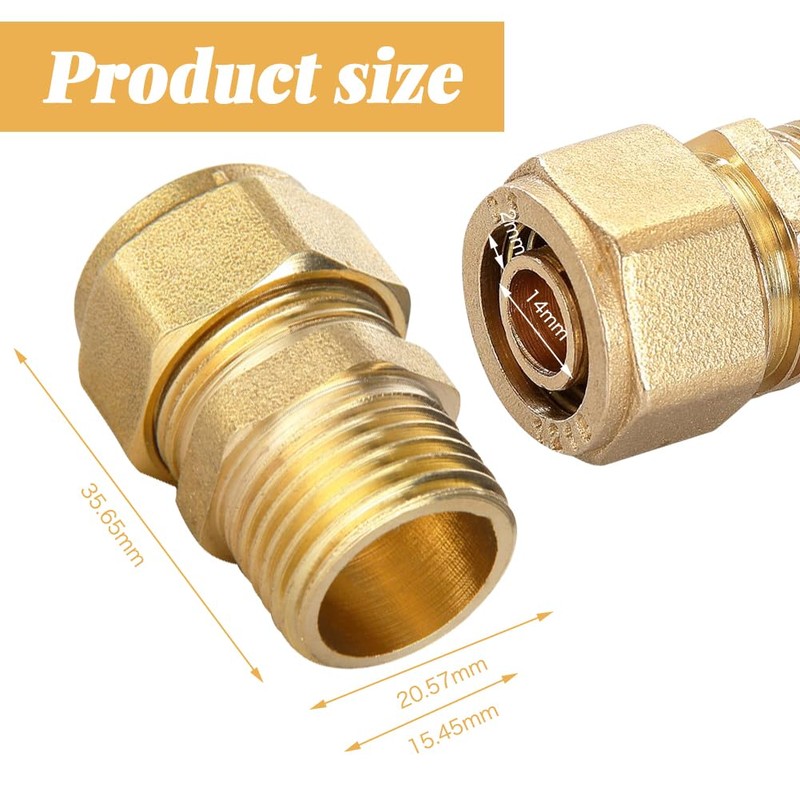 Pack of 2 Brass Compression Fitting for Copper Pipe with