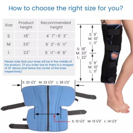 VELPEAU Medical Single-panel Knee & Leg Immobilizer, Knee Splint, Knee Brace - S