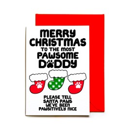 Merry Christmas Card for Pet Owners, Pawsome Daddy From Dogs, Cats, Furry Children, Pets
