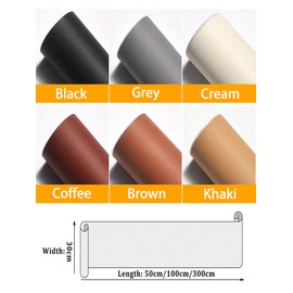 Set di toppe di riparazione in pelle sintetica autoadesiva, al metro, 30 x 300 cm, per mobili, divani, sedie, auto, armadi, borse, graffi, fori, impermeabili e resistenti all'usura, colore cachi