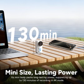 SJCAM C110+ Magnetic Mini Body Camera,4K 170° Fov|64GB Card Bodycam with Audio & Video Recording, 6-axis Stabilisation,8x Zoom,30M Waterproof Pocket Action Cam WIFI Vlogging Camera,f/2.0 POV Cam,White