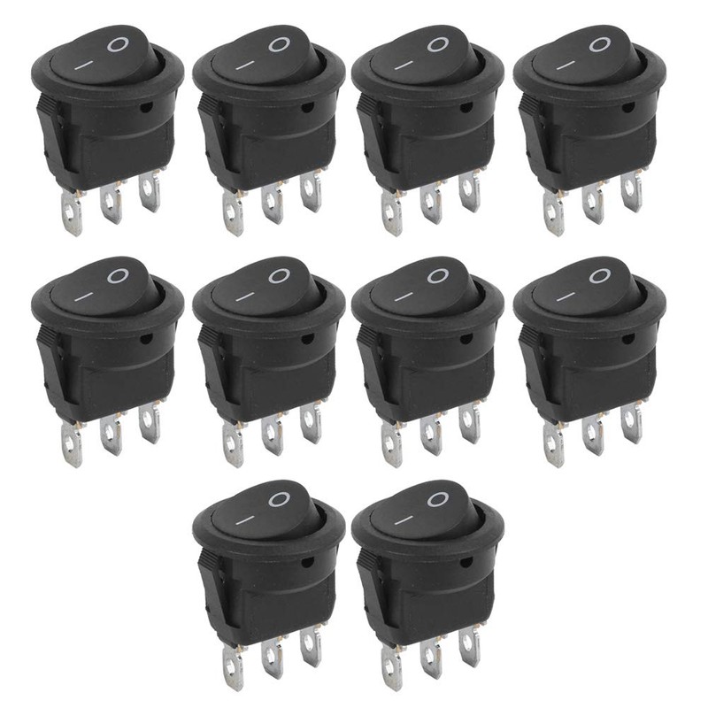 10-Piece Rocker Switch 3-Pin 2-Position Round Boat Rocker Switch 23