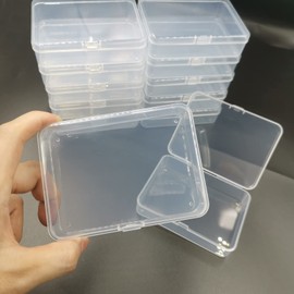 DUGYIRS Pack of 12 Transparent Plastic Storage Boxes with Lid for Folding, Rectangular Plastic Storage Container Box for Beads and Jewellery, Small Items, Classification