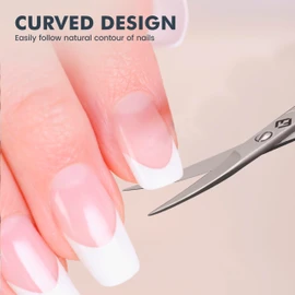 FABINOC® Curved Nail Scissors for Finger & Toenails | German Quality Stainless Steel | Small Sharp Bathroom Scissors for Eybrow, Nose, Moustache Trimming