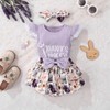 Hevemexy Baby Girl Clothes Daddy's Princess Romper Floral Bowtie Shorts