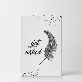 Smile Art Design Get Naked Typography Black and White Bathroom Decor Canvas Print Feather Bathroom Sign Bathroom Wall Decor Wall Art Home Decoration Ready to Hang Made in USA- 17x11