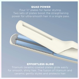 INFINITIPRO BY CONAIR QuadAir Flat Iron Hair Straightener, Damage Control with Single Pass Straightening, Quad Power is Four 1/2" Plates for Faster Styling and Less Damage