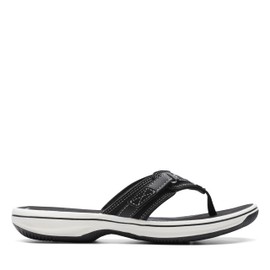 Clarks Clarks womens Breeze Sea Flip Flop, Black Synthetic, 11 US