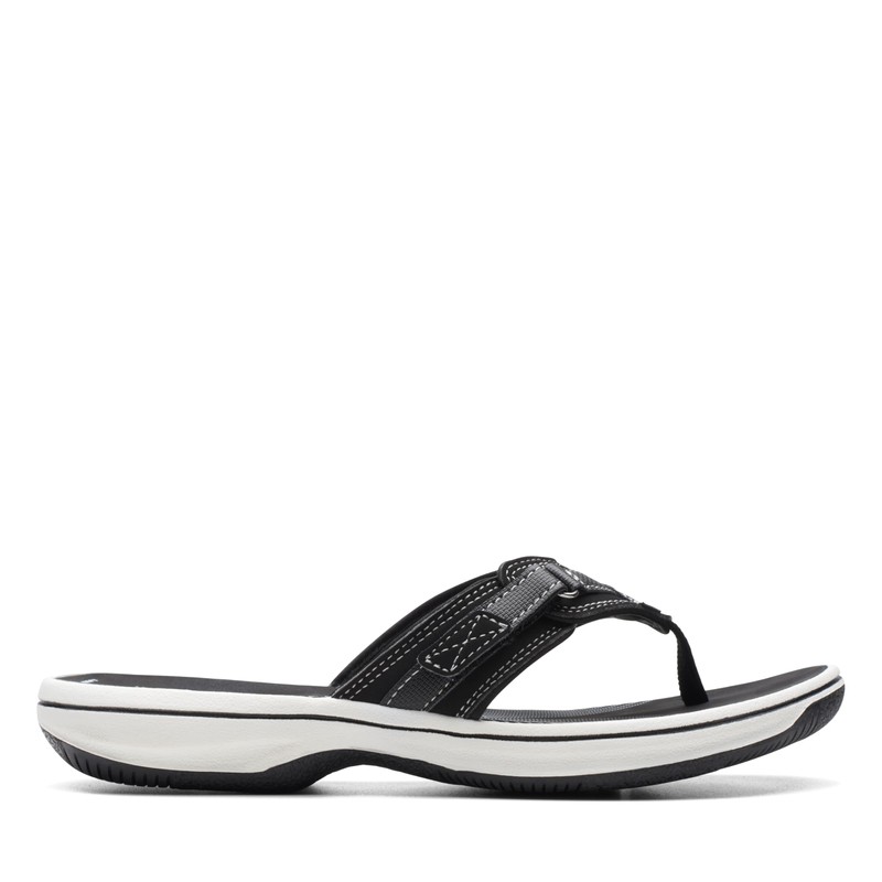 Clarks Clarks womens Breeze Sea Flip Flop, Black Synthetic, 11