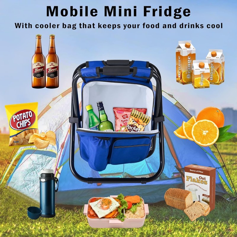 Kikerike Backpack Stool Cooler Chair Heavy Duty 300 LBS Max