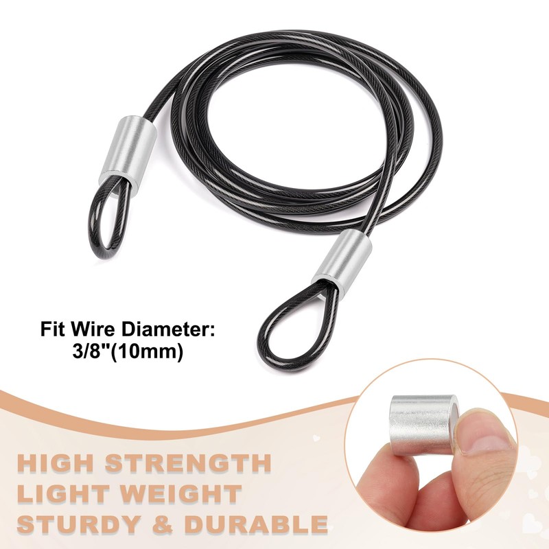 uxcell 3/8"(10mm) Aluminum Crimping Loop Sleeve, Wire Rope Stop Sleeve