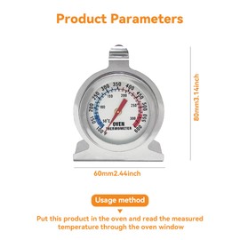 yolzhxe Backofenthermometer, Ofenthermometer Edelstahl, Thermometer Kochen mit Großem Zifferblatt, Leicht Ablesbares Kochthermometer für Backofen, küchenthermometer für Präzises Kochen und Backen