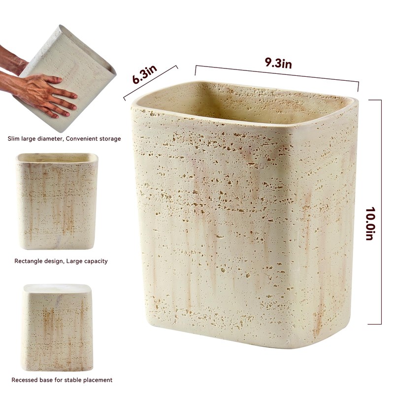 Polytree Natural Travertine Textures Bathroom Trash Can 1.8 Gallon(7 Liter)