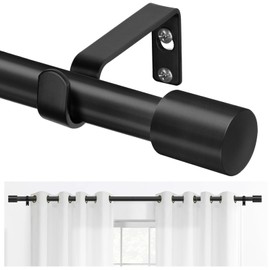TONIAL Black Curtain Rods 32 to 58 Inch(2.6 to 4.8 ft), Adjustable Splicing Window Curtains rod, 3/4 Drapery Rods for Windows 20 to 53 Inch, Decorative Single Rod with Modern Cap Finial