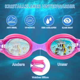 JATEKA Children's Swimming Goggles 2 Pieces Anti-Fog and UV Swimming Goggles for Teenagers, Leak-Proof Unisex Children's Diving Goggles for 4-16 Years