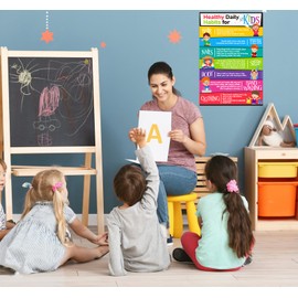FaCraft Healthy Daily Habits Poster for Kids Toddlers 7 Health Chart Painting Posters for Preschool Kindergarten Elementary School Classroom Nurse Office Home Living Room Bedroom Wall Decor