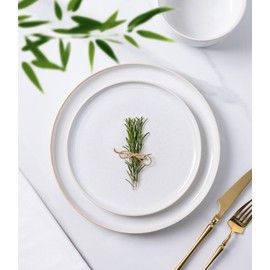 TheTerra Ceramic Dinnerware Sets for 4, 12 Pieces Handmade Reactive Glaze Plates and Bowls Set, Scratch Resistant Dish Set, Oven & Microwave & Dishwasher Safe