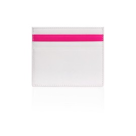 SLG Lucen Ultra Slim Handcrafted Calf Leather Card Wallet for Men and Women – Minimalist Design with Elegant Dual Color Accent, Holds Cash and Cards (White/Pink)