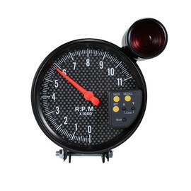 Shkalacar 5 Inch Tachometer Gauge Carbon Fiber 7 Colors Backlight, 0-11,000 RPM Measurement, Optional With LED Pointer