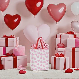 NTAOHAMPER Canvas Gift Bags for Gifts Packages,Reusable Grocery Bags,Tote Bag for Shopping,Vacation,Beach,Trendy Gifts,Gym(Heart)