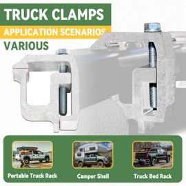 KUAFU Truck Cap Mounting Clamps Compatible with Chevrolet Chevy Ford Dodge Ram Sierra Dakota Ram 1500 2500 3500 F150 F250 for Mounting Caps Camper Shell Topper Canopy Heavy Duty Aluminum (4Pcs-Silver)