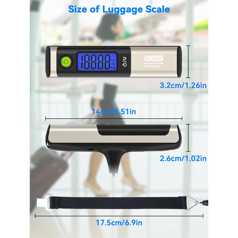 Luggage Scale, Dr.meter Digital Weight Scale with Tape Ruler, Portable