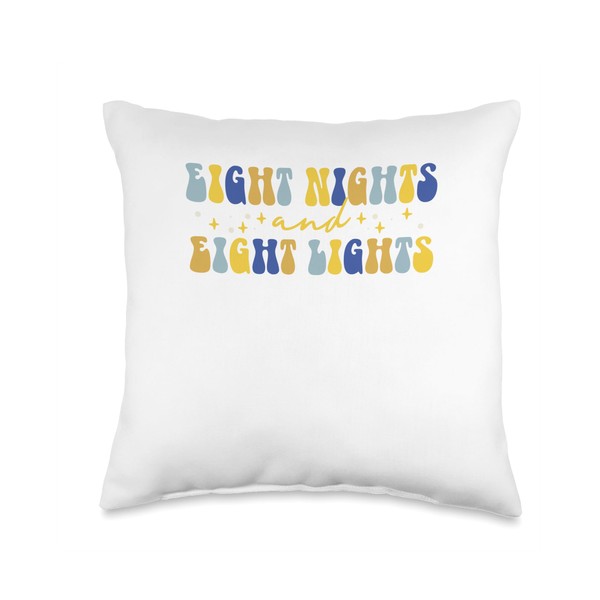 Eight Nights and Eight Lights Menorah Happy Hanukkah Throw Pillow