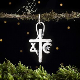 Sterling Silver Unity Charm - Christianity, Judaism and Islam - VERY SMALL, Lightweight - (Charm Only or Necklace)