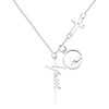 Uloveido Womens Stainless Initial Faith Side Cross Necklace with Round