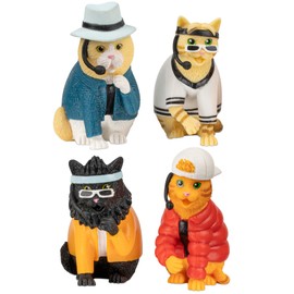 Archie McPhee Boy Band Cats - Set of 4 Soft Vinyl Figures for Crazy Cat Ladies & Lovers, Celebrating 90s Pop Group Hiss2Purr - Nostalgic Novelty Toy Collection