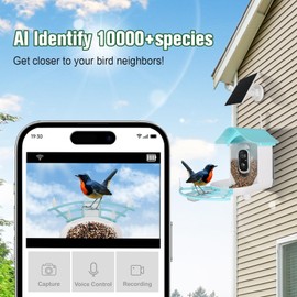 Bird Feeder with Camera,AI Identify Birds Species,Solar Powered,Auto Record Videos in Backyard,Instant Notifications,Ideal Gift for Family and Bird Lovers