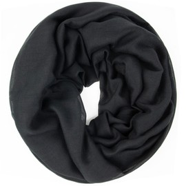 Gloop 01122-01123-P Women's Elegant Plain Loop Scarf, Tube Scarf, Plain Colour, Lightweight Tube Scarf, Black without glitter 01125a1