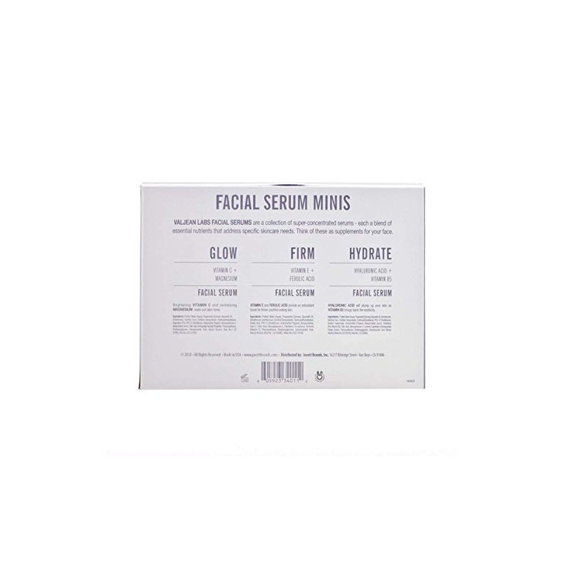 Valjean Labs Facial Serum, Combo Pack of Hydrate, Glow, and