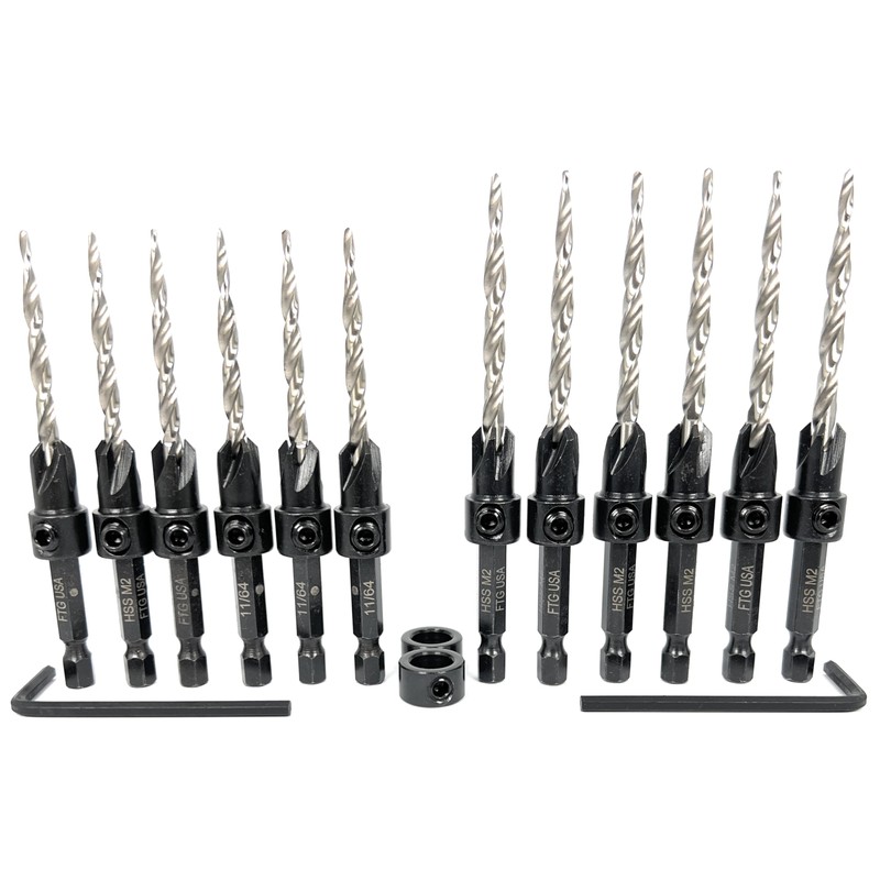 FTG USA Countersink Drill Bit Set 6 Pc #8 (11/64"),