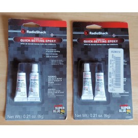 RadioShack 2X RadioShack 5-min Metal Glass Wood Epoxy All Purpose Bonding Super Glue .21 oz