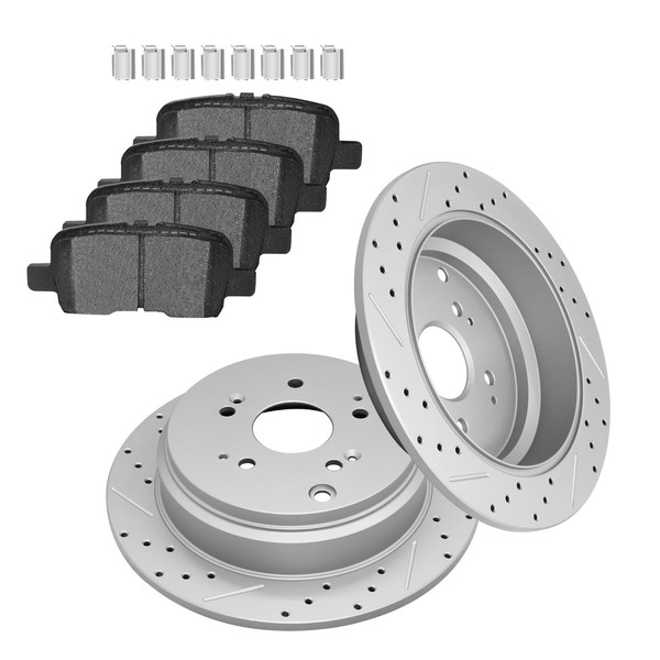 Fraxle Rear Drilled & Slotted Disc Brake Rotors and Ceramic