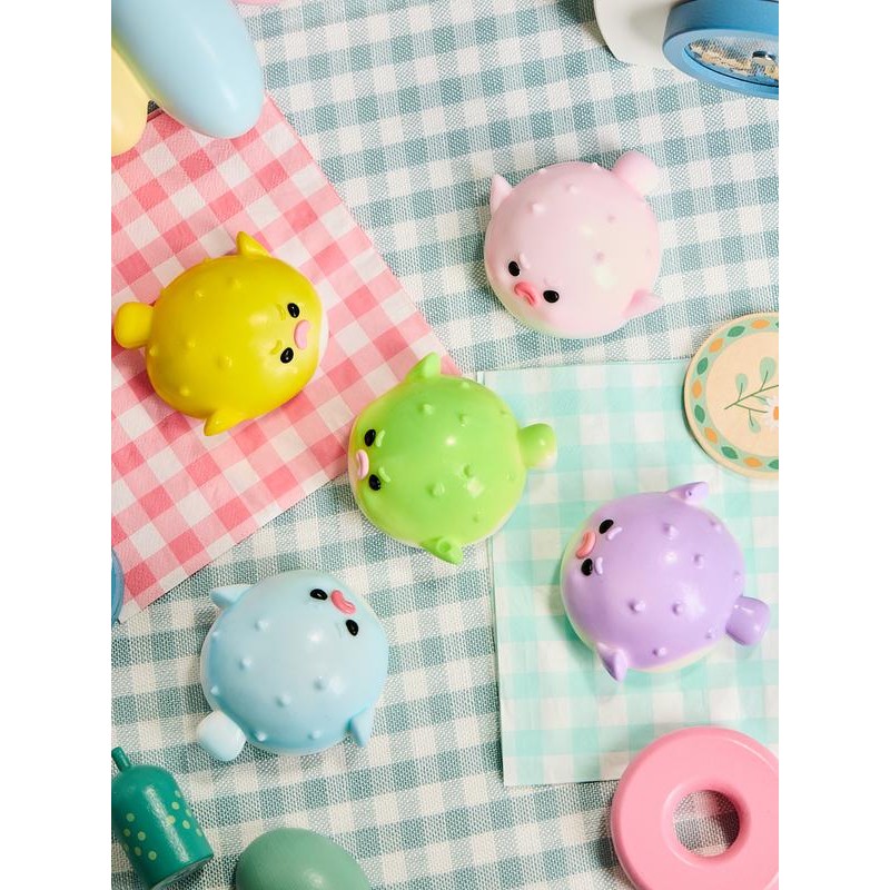 Tabasquishy Handmade Green Pufferfish Taba Squishy – Perfect Stress Relief