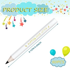 Gersoniel 50 Pcs Wedding Half Pencils - Happily Ever After Mini Short Golf Pencils for Bridal Shower Favor Gift Company Meetings (White)