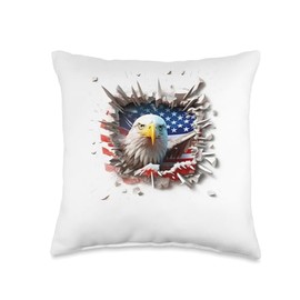 ZOK OMO Ahba American Bald Eagle Raptor Throw Pillow, 16x16, Multicolor