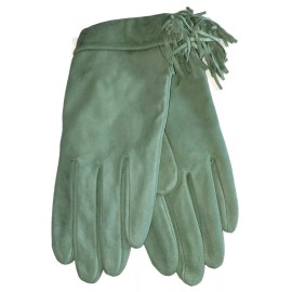 Lauer Better Ladies Suede Leather Fringed Gloves Women's,  Green, Small, NEW.*