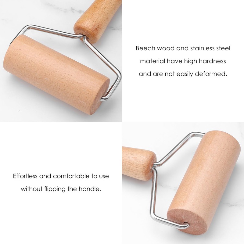 1 Rolling Pin with Two Ends, 1 Dough Cutter, Wooden